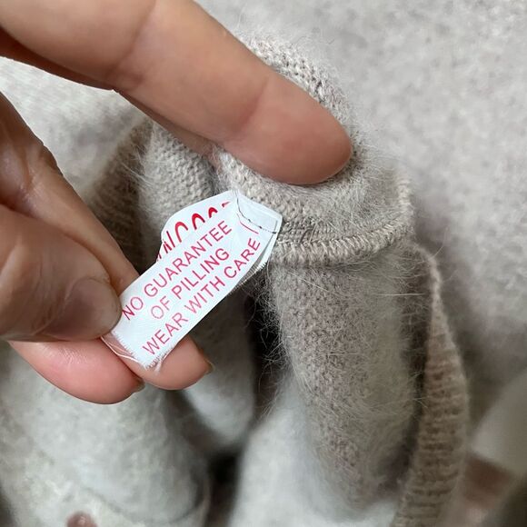 Monte Carlo Light Khaki Angora Wool Open Front Cardigan 38/L - Picture 12 of 16